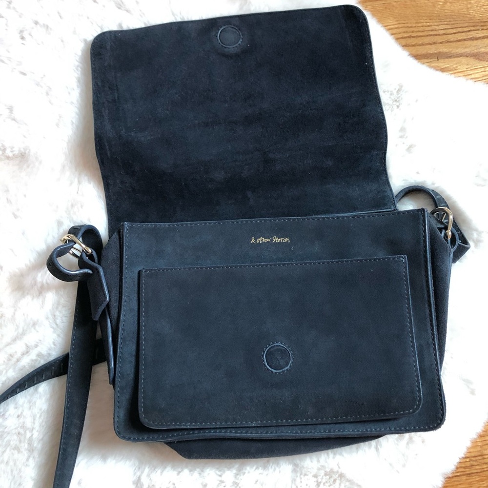 & other stories suede navy cross body bag